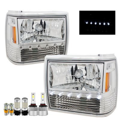 Ford Explorer 1991-1994 Clear Euro Headlights Bulbs Set Complete Kit