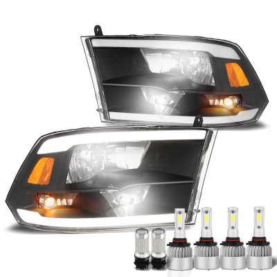 Dodge Ram 2500 2010-2018 Black LED DRL Headlight Bulbs Set Complete Kit