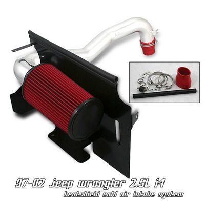 Jeep Wrangler 1997-2002 Polished Truck Air Intake System with Heat Shield