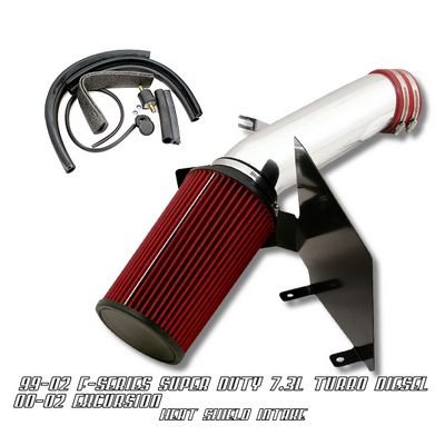 Ford F350 Super Duty 1999-2002 Polished Truck Air Intake System with Heat Shield