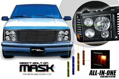 Chevy Tahoe 1995-1999 Black Billet Grille and Headlight Conversion Kit