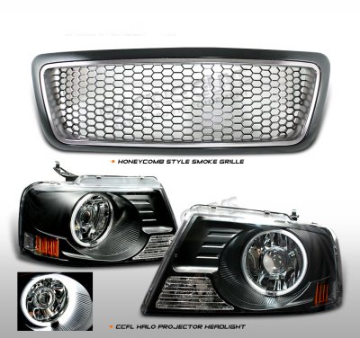 Lincoln Mark LT 2006-2008 Smoked Grille and CCFL Halo Projector Headlights