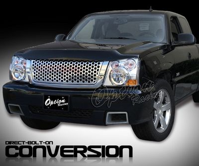 Chevy Silverado 2003-2005 Chrome Round Hole Mesh Grille and Headlight Conversion Kit