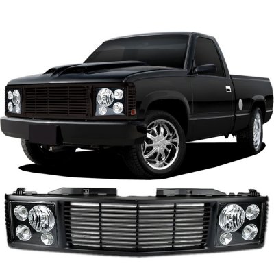 GMC Sierra 1994-1998 Black Billet Grille and Headlight Conversion Kit