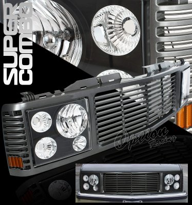 Chevy 3500 Pickup 1994-2000 Metallic Black Grille and Headlight Conversion Kit