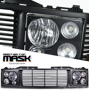 GMC Sierra 1994-1998 Black Billet Grille and Headlight Conversion Kit