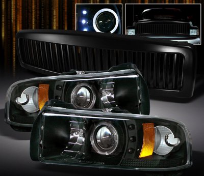 Dodge Ram 1994-2001 Black Vertical Grille and Projector Headlights