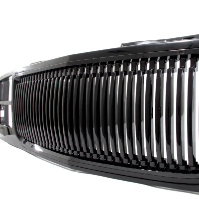 Chevy 2500 Pickup 1994-1998 Black Front Grill and Halo Projector Headlights Set