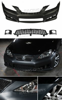 F-Sport Style Front Bumper Lip & Badgeless Mesh Grille For Lexus IS250/IS350 (2006-2008) – Polyurethane, Black