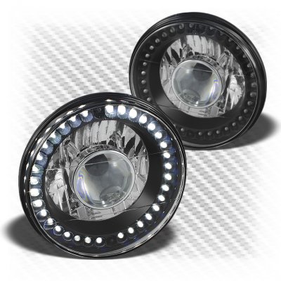 Chevy Blazer 1969-1979 LED Black Chrome Sealed Beam Projector Headlight Conversion