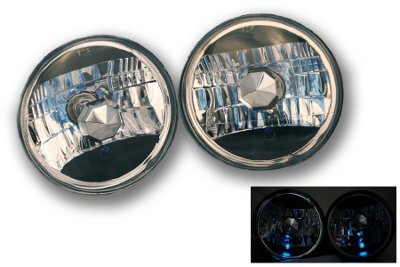 VW Bus 1968-1979 Black Crystal 7 Inch Sealed Beam Headlight Conversion