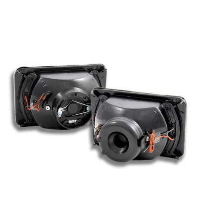 Chevy C10 Pickup 1981-1987 Red LED Black Sealed Beam Projector Headlight Conversion Low and High Beams