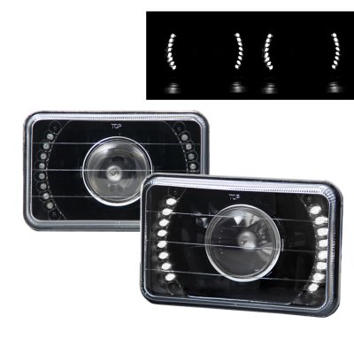 Chevy 1500 Pickup 1981-1987 White LED Black Sealed Beam Projector Headlight Conversion
