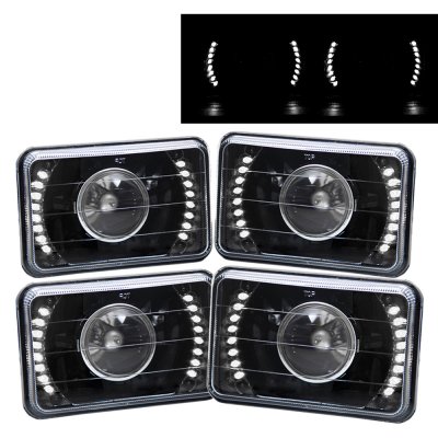 Buick Regal 1981-1987 White LED Black Sealed Beam Projector Headlight Conversion Low and High Beams