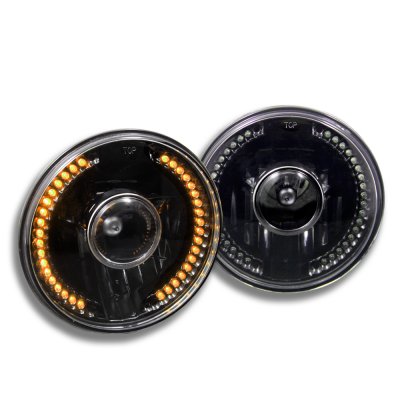 Nissan 240Z 1970-1973 Amber LED Black Sealed Beam Projector Headlight Conversion