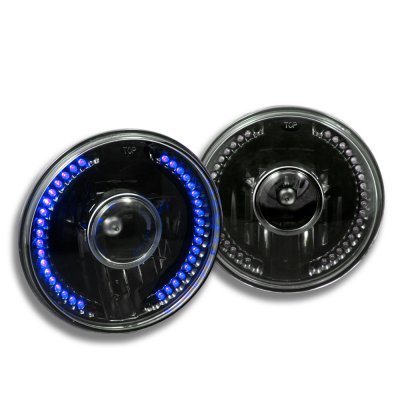 Chevy Suburban 1967-1973 Blue LED Black Sealed Beam Projector Headlight Conversion