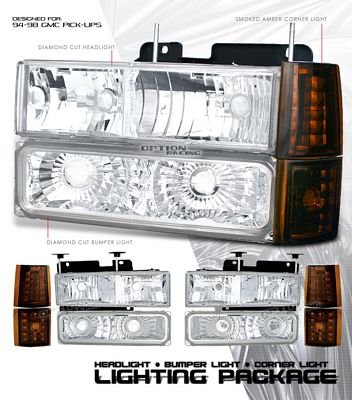 GMC Sierra 3500 1994-2000 Clear Euro Headlights and Bumper Lights