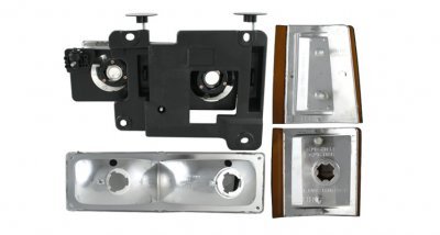 GMC Sierra 3500 1994-2000 Chrome Custom Grille and Headlights