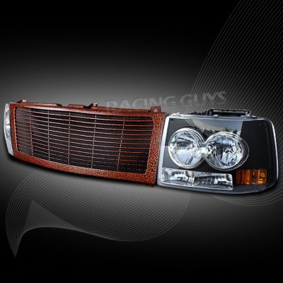 Chevy Suburban 2000-2006 Red Billet Grille and Black Headlight Conversion Kit