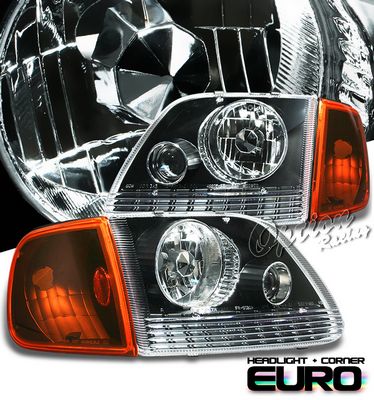 Ford F150 1997-2003 Black Projector Headlights and Corner Lights Set