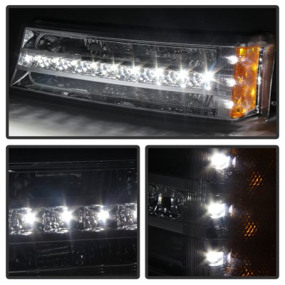 Chevy Silverado 2500HD 2003-2006 Clear Projector Headlights and LED Bumper Lights