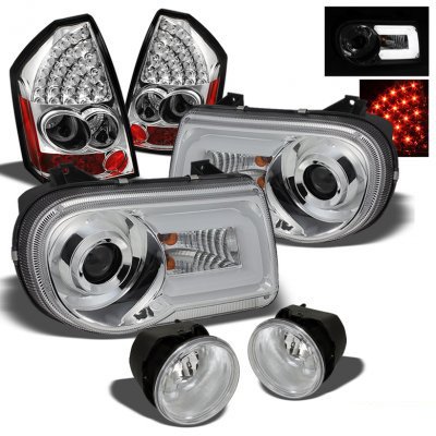 Driver Side Headlight For 2015-2023 Chrysler 300 300C – LED DRL, Projector Halogen, Black Housing