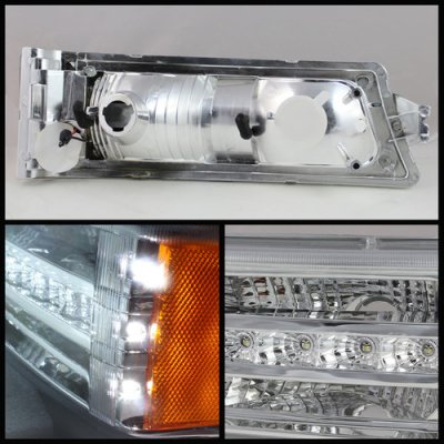 Chevy Silverado 2500HD 2003-2006 Clear Projector Headlights and LED Bumper Lights