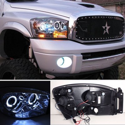 Dodge Ram 2007-2008 Chrome Projector Headlights and LED Tail Lights