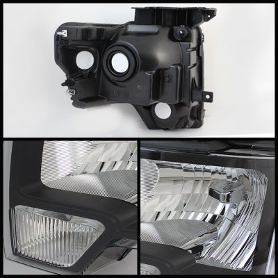 Ford F150 2009-2014 Black Headlights and Red Clear LED Tail Lights