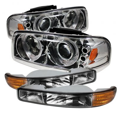 GMC Sierra 1999-2006 Clear Projector Headlights and Bumper Lights Set