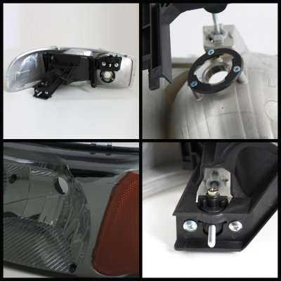 GMC Sierra 1500HD 2001-2006 Smoked Euro Headlights and LED Bumper Lights