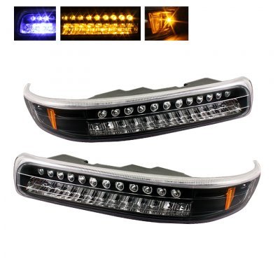 Chevy Silverado 1999-2002 Black Projector Headlights Bumper Lights and LED Tail Lights