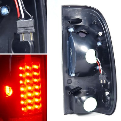 Ford F350 Super Duty 2005-2007 Black CCFL Halo Headlights and Red Smoked LED Tail Lights