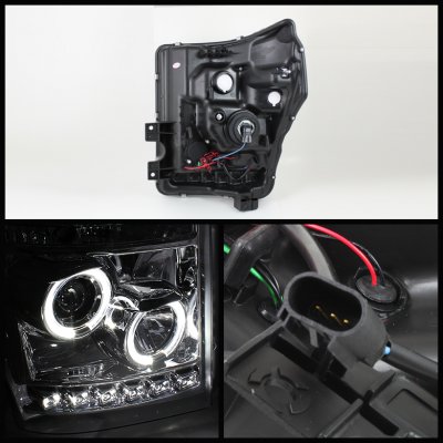 Ford F250 Super Duty 2011-2016 Smoked Projector Headlights and LED Tail Lights