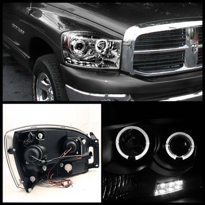 Dodge Ram 2007-2008 Chrome Projector Headlights and LED Tail Lights
