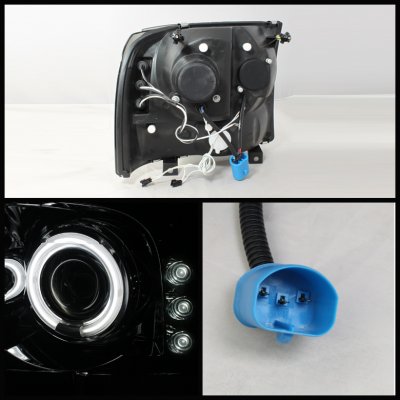 Ford F350 Super Duty 1999-2004 Chrome CCFL Halo Headlights and Red Clear LED Tail Lights