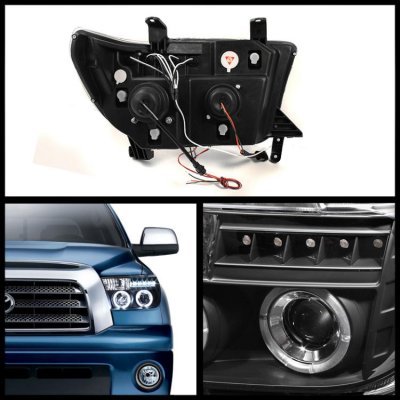 Toyota Tundra 2007-2013 Black Halo Projector Headlights and LED Daytime Running Lights