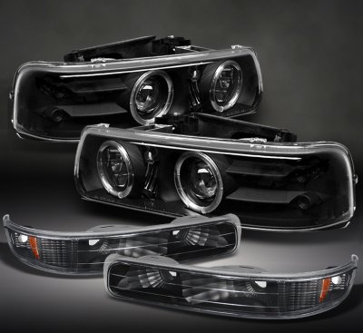 Chevy Suburban 2000-2006 Black Projector Headlights and Bumper Lights