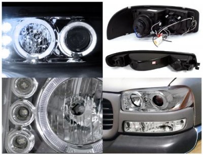 GMC Sierra 1500HD 2001-2006 Clear Halo Projector Headlights and Bumper Lights