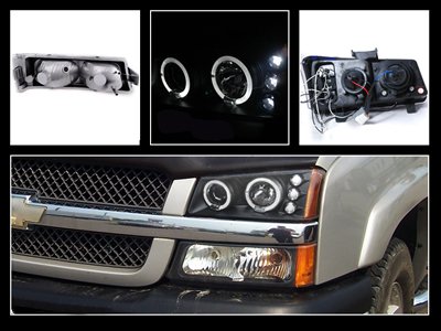 Chevy Silverado 2500HD 2003-2006 Black Projector Headlights and Bumper Lights