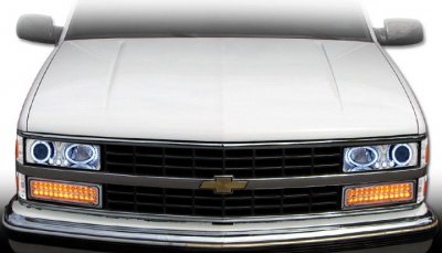 Chevy 2500 Pickup 1994-1998 Clear Halo Headlights and LED Bumper Lights