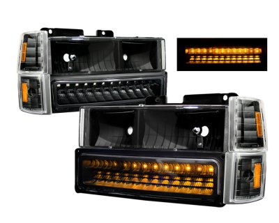 1994 Chevy Blazer Full Size Black Headlights and LED Bumper Lights