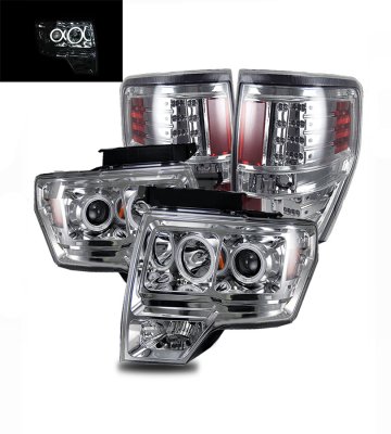 Ford F150 2009-2014 Chrome CCFL Halo Projector Headlights and LED Tail Lights