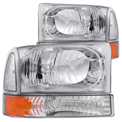 Ford F250 Super Duty 1999-2004 Crystal Headlights and Corner Lights Chrome