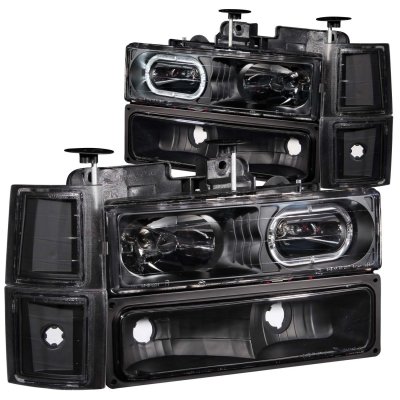 Chevy Blazer 1994 Black Halo Euro Headlights and Bumper Lights