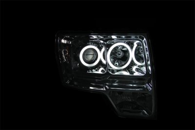 Ford F150 2009-2014 Black CCFL Halo Headlights and Red LED Tail Lights