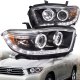 Toyota Highlander 2008-2010 Black Halo Projector Headlights with LED
