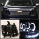 Chevy Tahoe 2007-2014 Smoked CCFL Halo Projector Headlights with LED