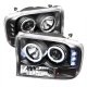 Ford Excursion 2000-2004 Black Dual Halo Projector Headlights with LED