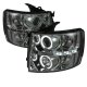 Chevy Silverado 3500HD 2007-2014 Smoked CCFL Halo Projector Headlights with LED